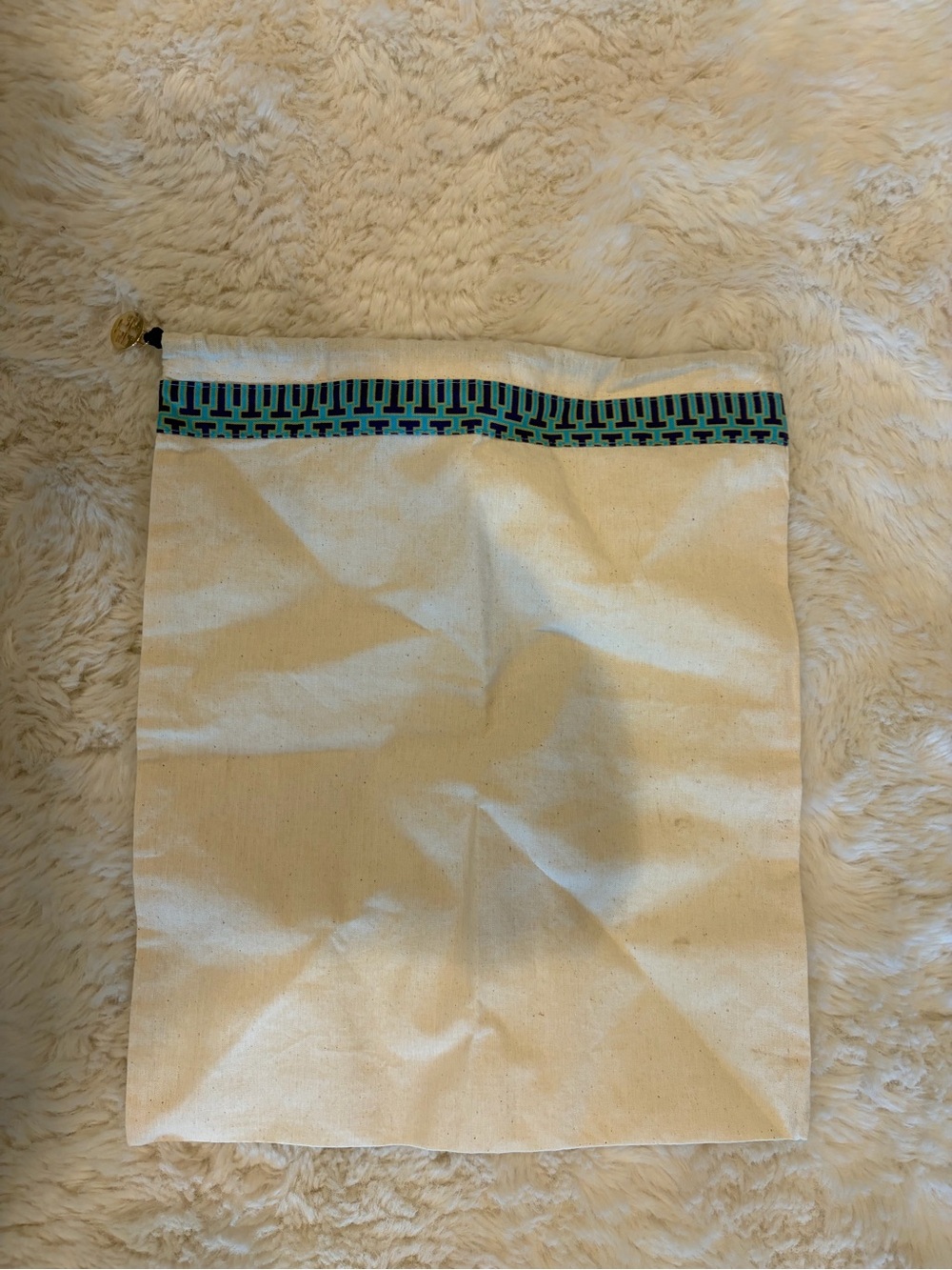 Tory Burch Brand New Drawstring Bag with Teal Trim